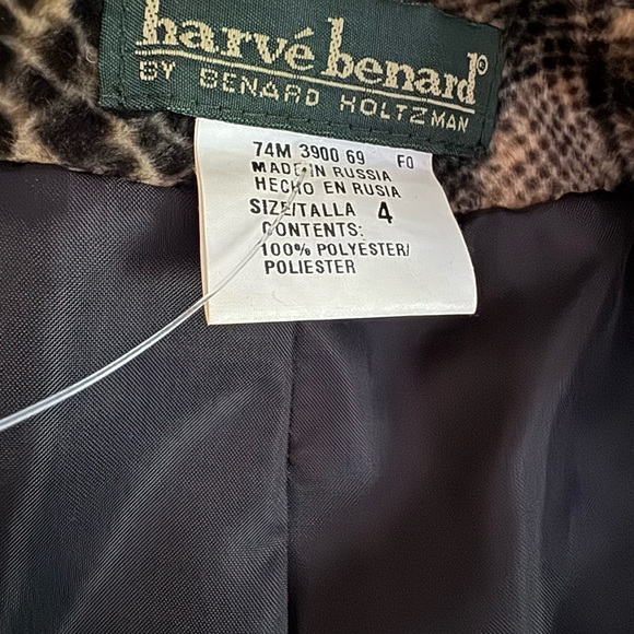 Harve Benard Python Snake Print Faux Fur Jacket Lined Size 4 Button Front - Picture 6 of 13